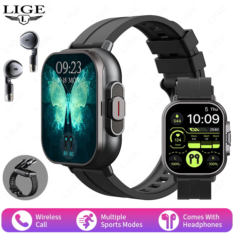 TWS 2 in 1 Smart Watch with Headphones Sports Watch Bluetooth Headset Call Watch Men Health Monitor NFC Women Smartwatch Earbuds