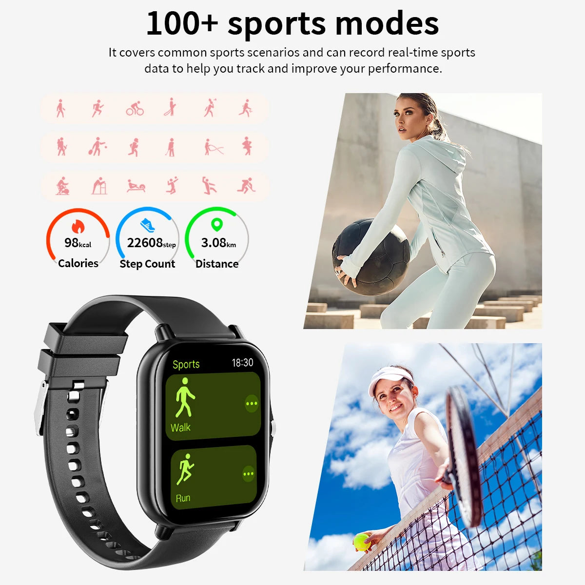 2025 Smart Watch 1.83-inch TFT Display Screen Bluetooth Calling Multiple Sport Modes Men Women Smartwatch For Android&IOS