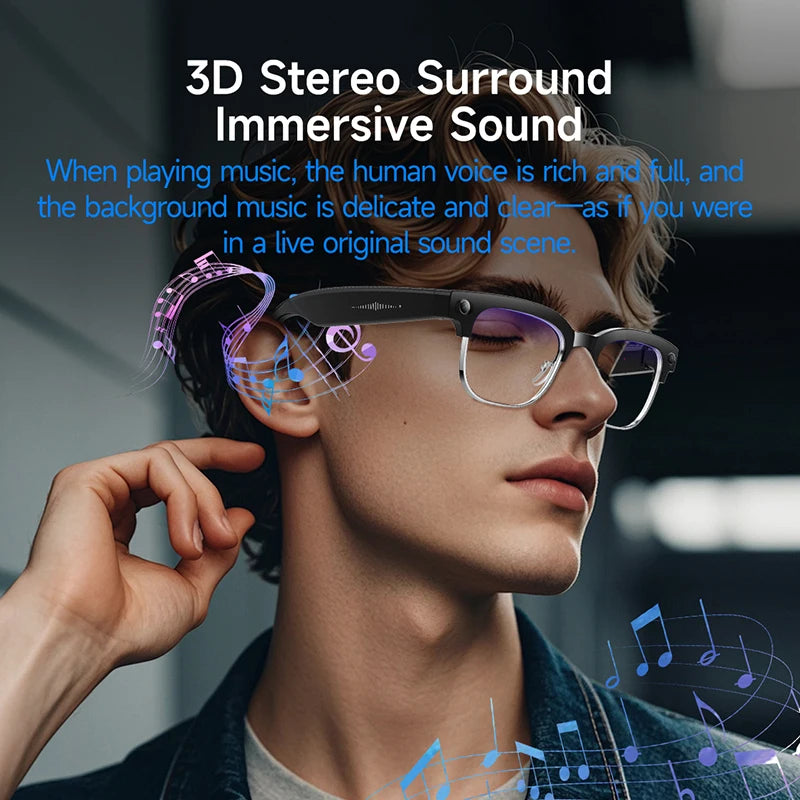 2026 New Al Smart Photo Glasses 800W Camera anti-shake HD Video Recording Translation Voice Assistant Music BTCall Smart Glasses