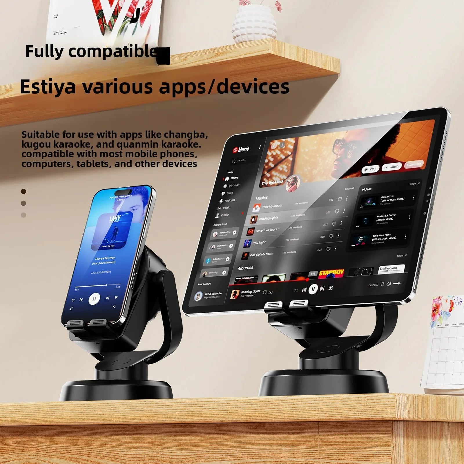 Multifunctional Smart Phone Stand with Sensor Bluetooth Speaker, Stereo for Phone & Tablet, Bedside Essential