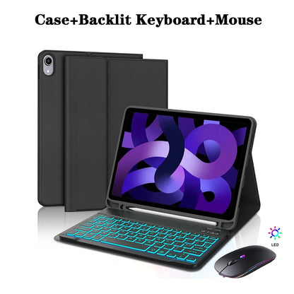 Tablet Case for iPad Air 11 inch(M2/M3/M4),Detachable Keyboard Case for iPad Air 4th/5th Gen 10.9 lnch with Case Pencil Holder