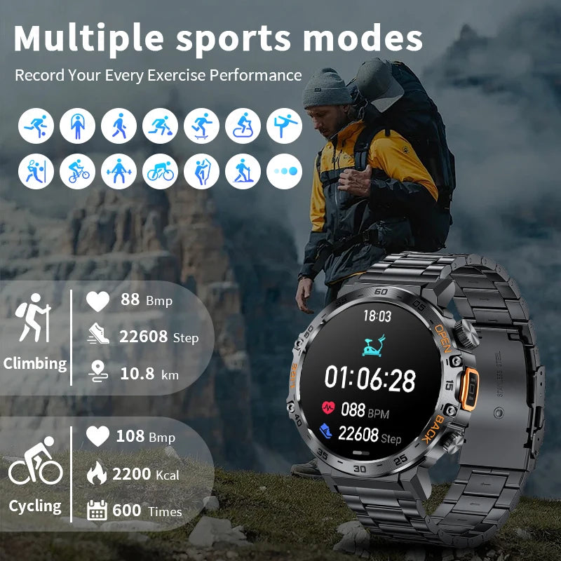 LIGE Smart Watch Men 360*360 AMOLED HD Screen Waterproof Sport Fitness Watches Flashlight New Men Smartwatch For Andrio IOS 2026