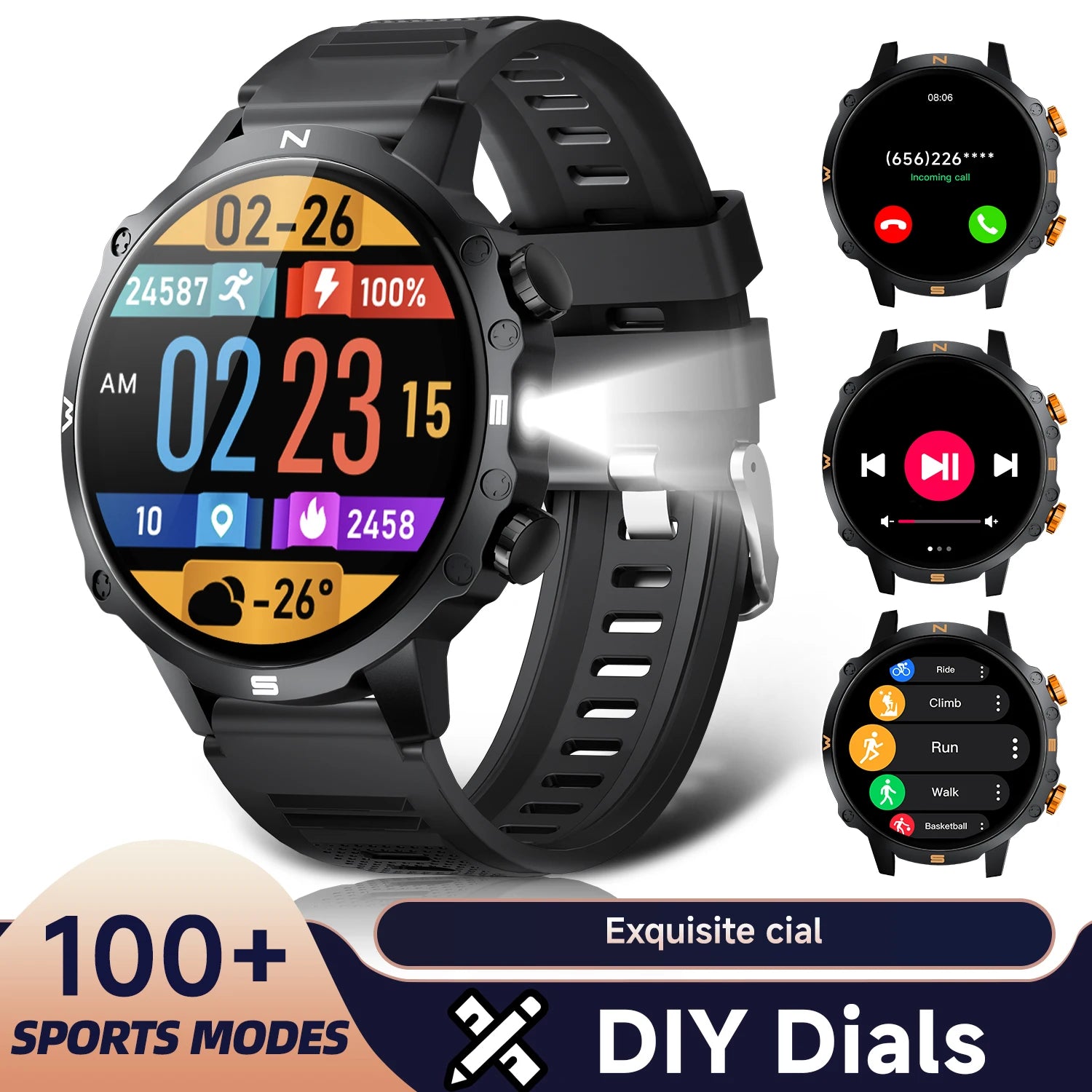 2026 NEW Smartwatch for Android/IOS Bluetooth Call Answer Music Player Multi-sports Modes Custom Dial Sport Watch Men Women