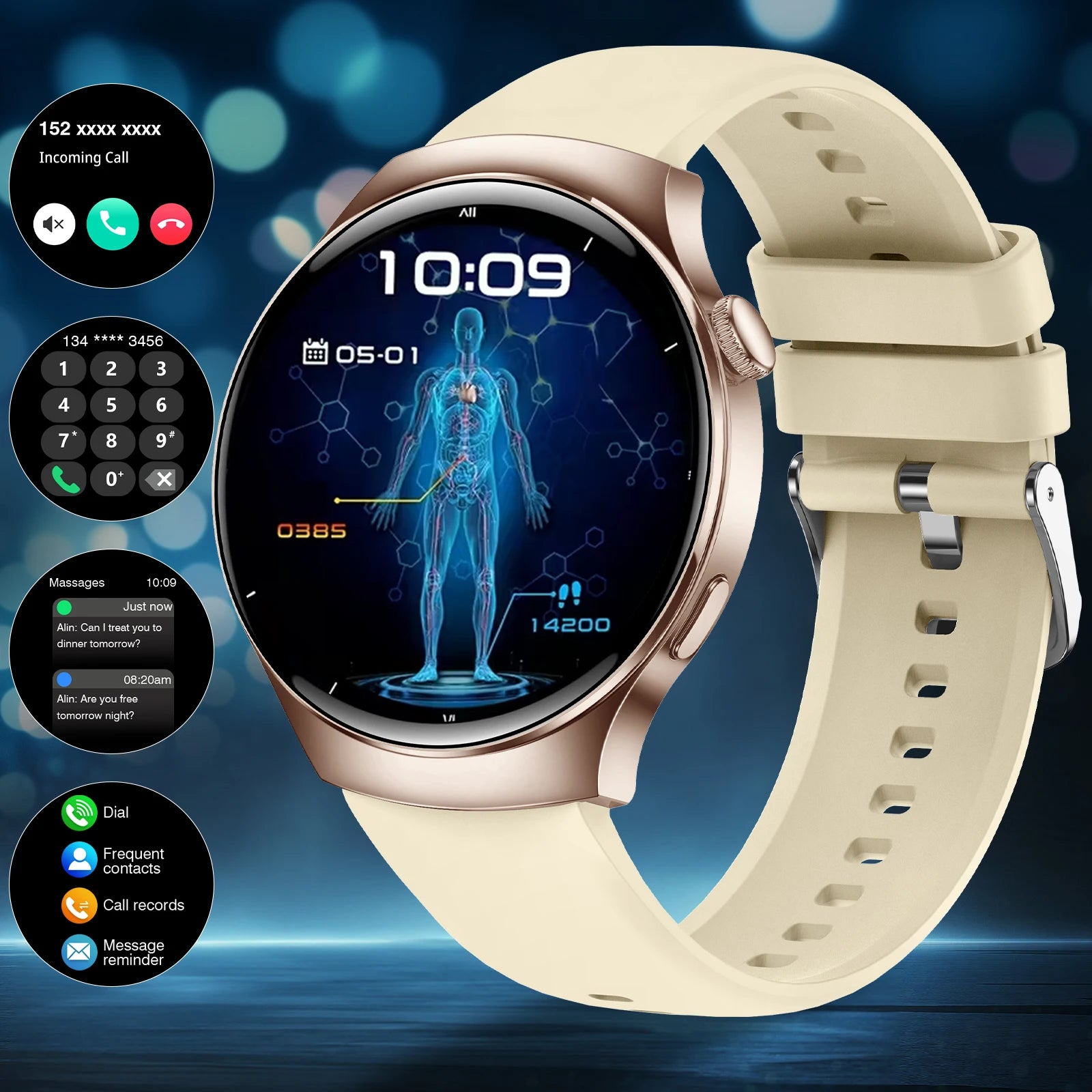 2025 Hot HD Touchscreen Smartwatch (Men Women): Wireless Calling, Camera, Music Control, Sport Modes, Alarm/SMS-Call Alert, Cust