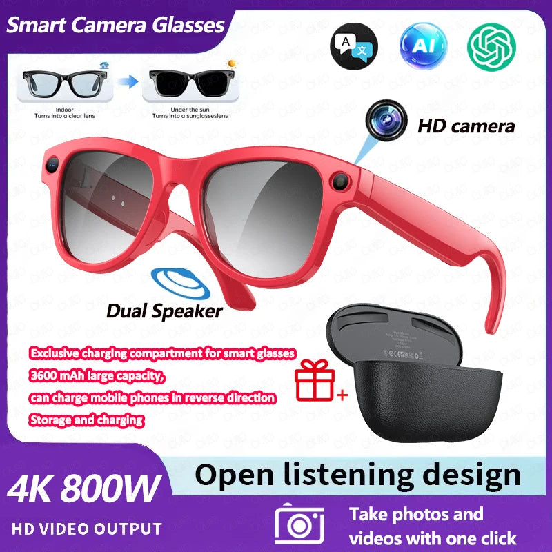 2026 New Smart Glasses with Camera Video Recording AI Photo Recognition Bluetooth Call Voice Translation Sunglasses Men Women