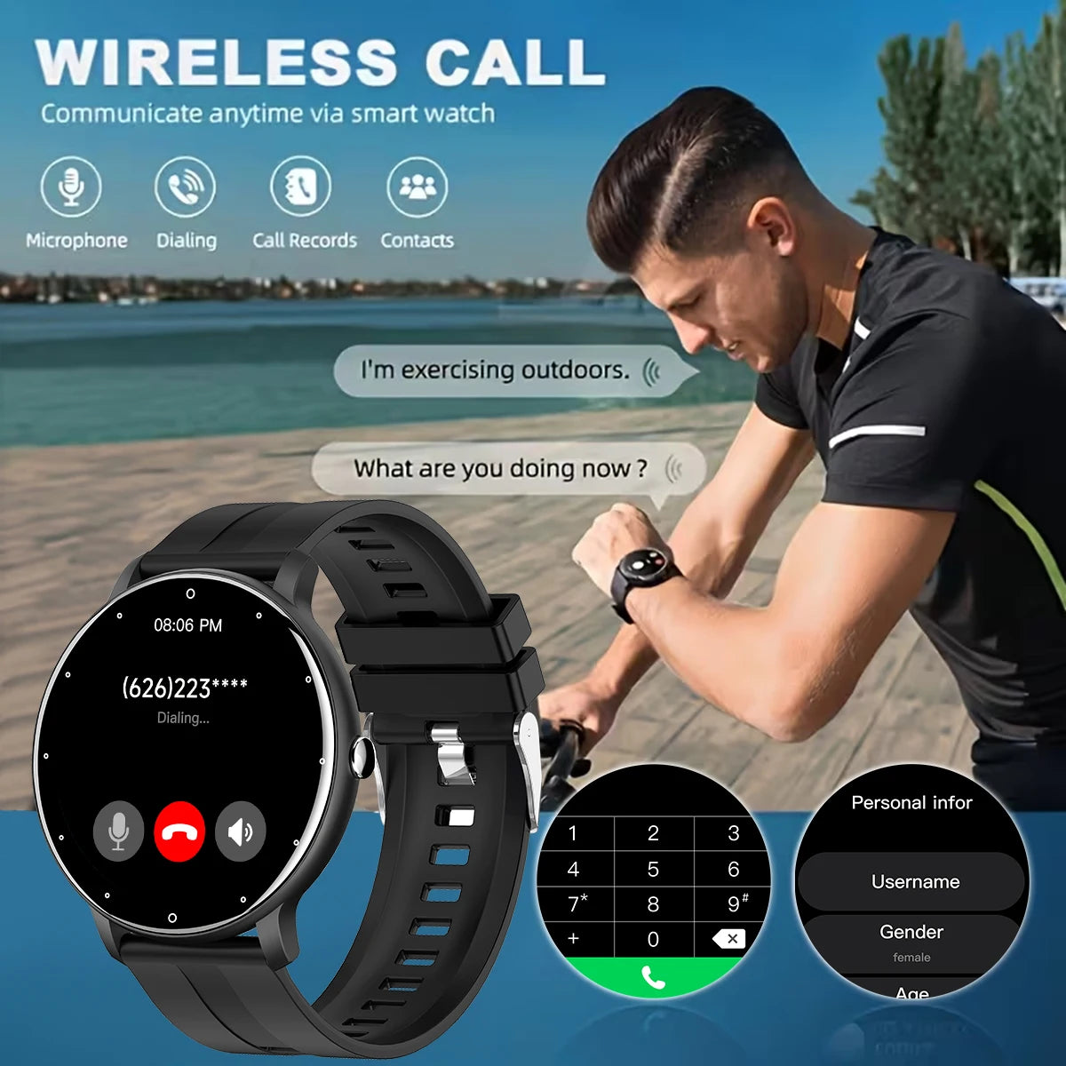 NEW 1.5-inch Screen Smartwatch for Android/IOS Wireless Call Camera Control Custom the Dial Voice Microphone Men Women Gifts