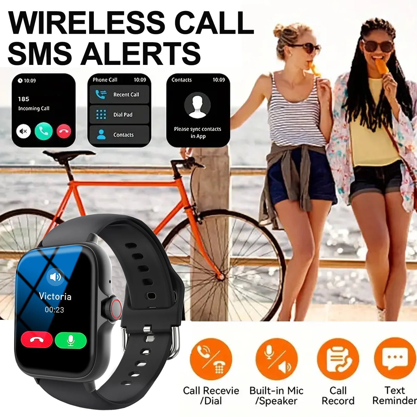 Smart watch, wireless calling /dial, Various APP Reminders,Suitable for men and women, sports watches,for iPhone/Andriod