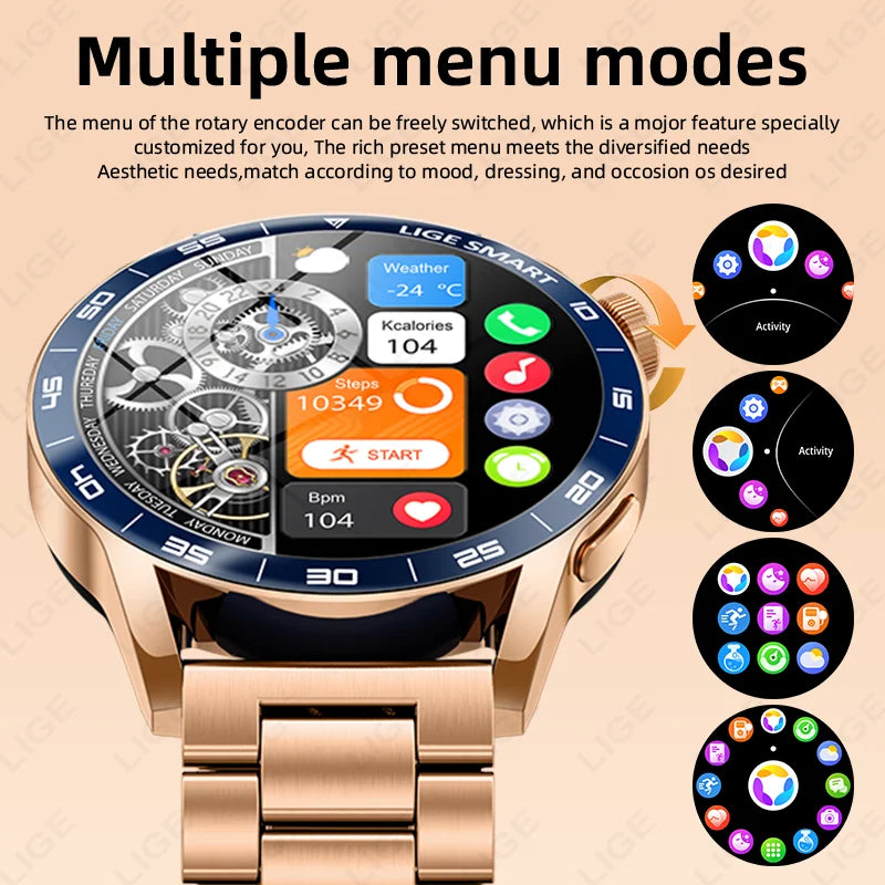 2026 LIGE New Smart Watch Full Touch Heart Rate Sports Fitness men's watches Bluetooth Call Luxury smart watch For Android IOS