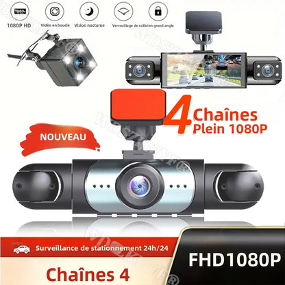 4 Lens Dashcam 360° Rotatable 1080P Video Recorder for Car DVR 3LEN ，Dvr car Night Vision Car Recording Camera Car Assecoriesda