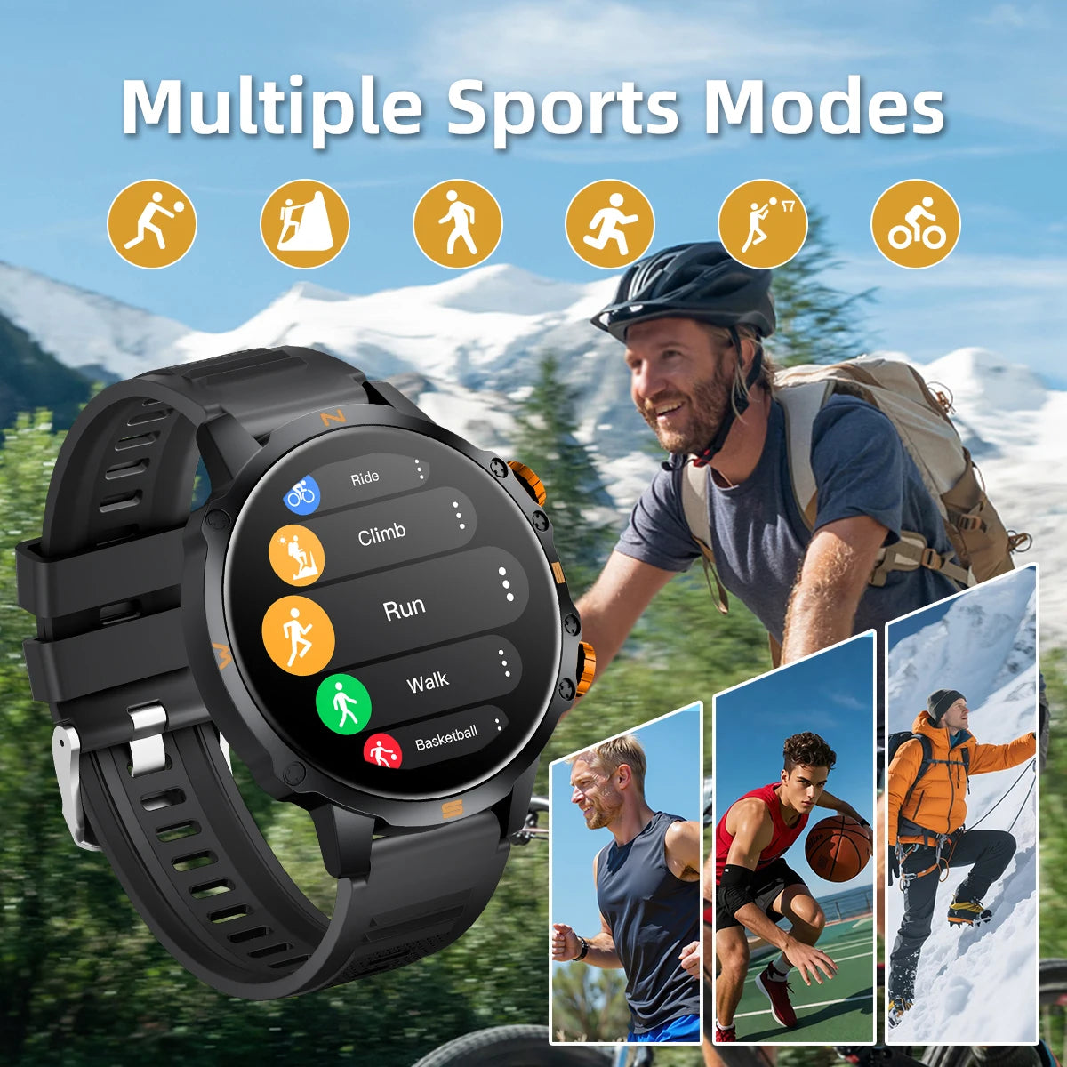 New Smart Watch 1.5''HD Screen Al Voice Assistant BT Call Message Push 100+Sport Fashion Smartwatch For Men Women Birthday Gift