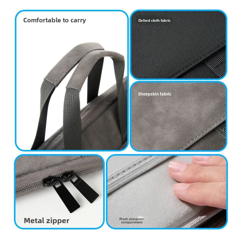 PU Lambskin Full Open Laptop Bag for 15-16 Inch Waterproof Shockproof Soft Touch Computer Bag