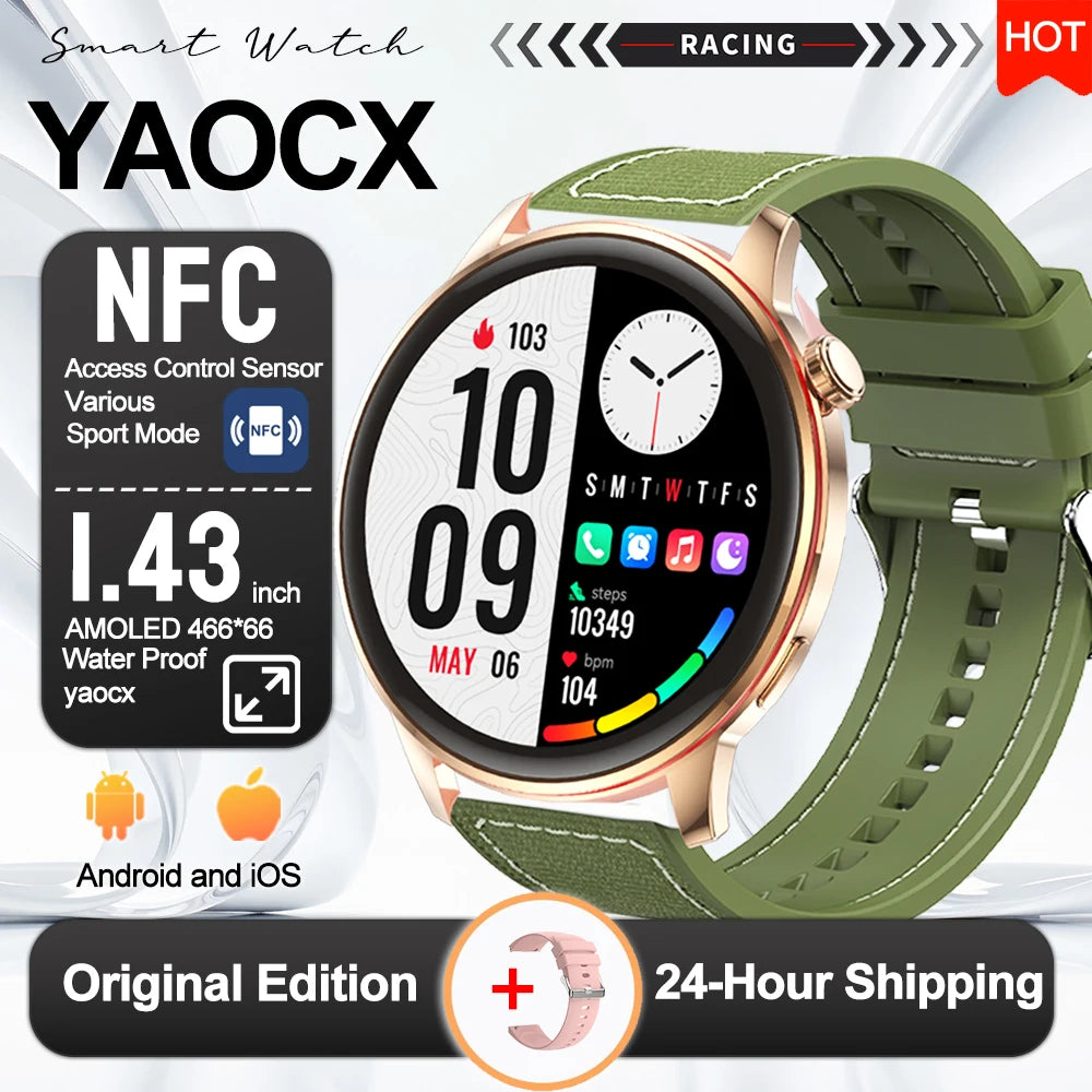 2026 New Smart Watch Women 466*466 AMOLED 1.43" HD Screen Always Display Time IP68 Waterproof Sports Bluetooth Call Smart Watch