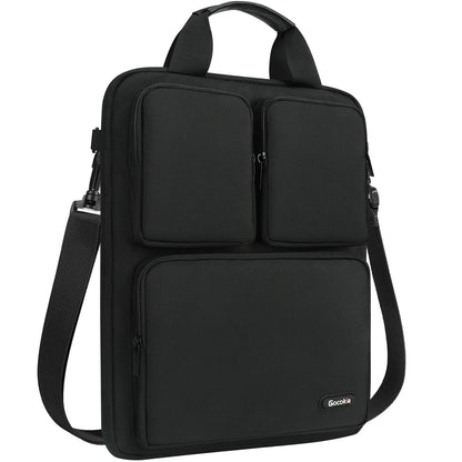 13.3-inch vertical black laptop bag with multiple pockets, suitable for organizing documents, tablet computer, inner bag, handba