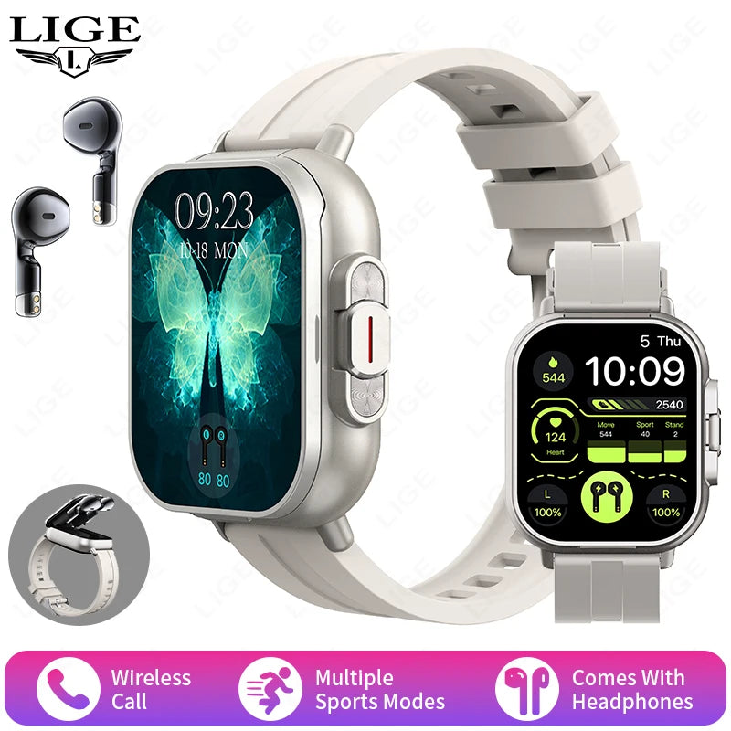 TWS 2 in 1 Smart Watch with Headphones Sports Watch Bluetooth Headset Call Watch Men Health Monitor NFC Women Smartwatch Earbuds