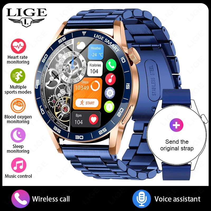 2026 LIGE New Smart Watch Full Touch Heart Rate Sports Fitness men's watches Bluetooth Call Luxury smart watch For Android IOS