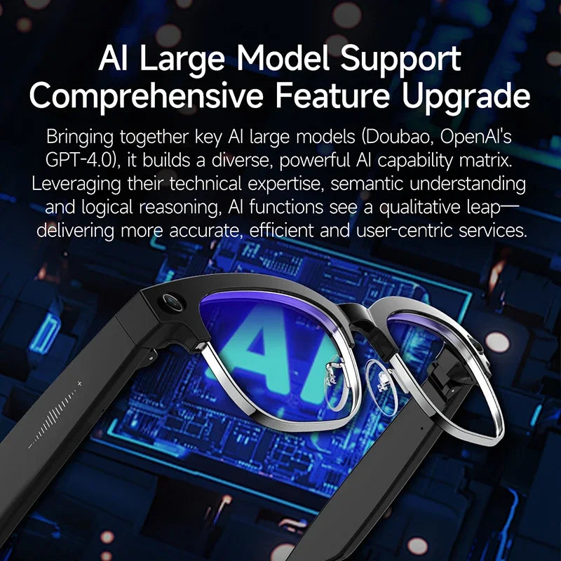 2026 New Al Smart Photo Glasses 800W Camera anti-shake HD Video Recording Translation Voice Assistant Music BTCall Smart Glasses
