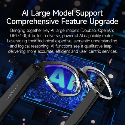 2026 New Al Smart Photo Glasses 800W Camera anti-shake HD Video Recording Translation Voice Assistant Music BTCall Smart Glasses