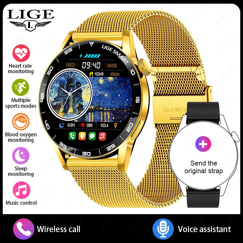 2026 LIGE New Smart Watch Full Touch Heart Rate Sports Fitness men's watches Bluetooth Call Luxury smart watch For Android IOS