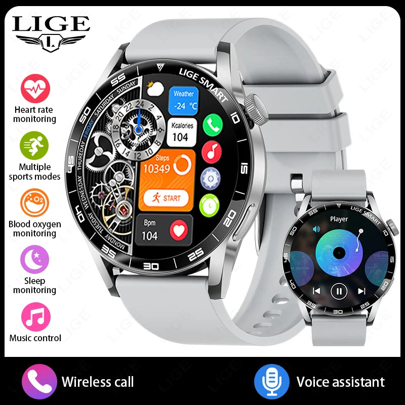 2026 LIGE New Smart Watch Full Touch Heart Rate Sports Fitness men's watches Bluetooth Call Luxury smart watch For Android IOS