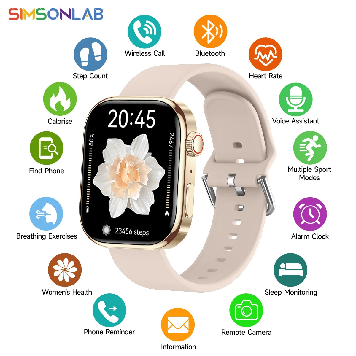 2026 NEW Smart Watch for Android/IOS 2.01-inch Screen Health Monitoring Bluetooth Call Music Control Sport Watch for Men Women