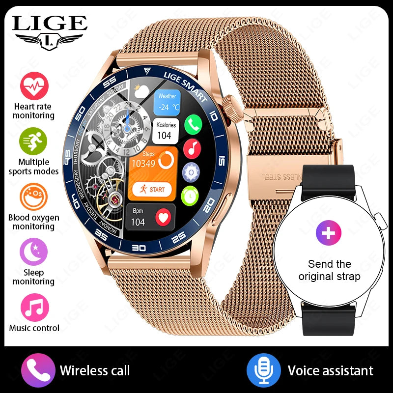 2026 LIGE New Smart Watch Full Touch Heart Rate Sports Fitness men's watches Bluetooth Call Luxury smart watch For Android IOS
