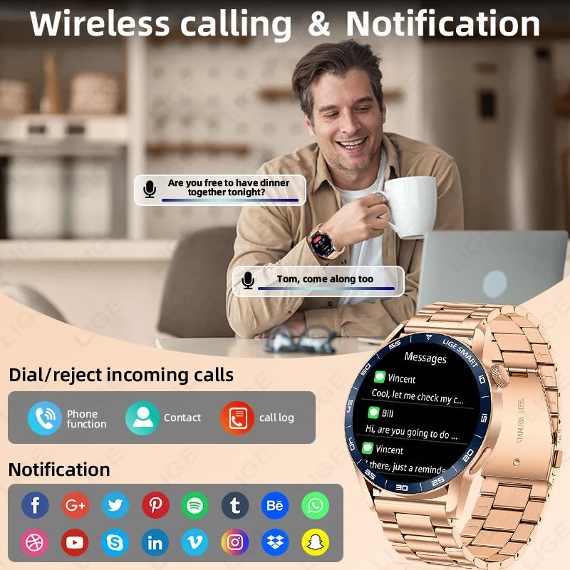 2026 LIGE New Smart Watch Full Touch Heart Rate Sports Fitness men's watches Bluetooth Call Luxury smart watch For Android IOS