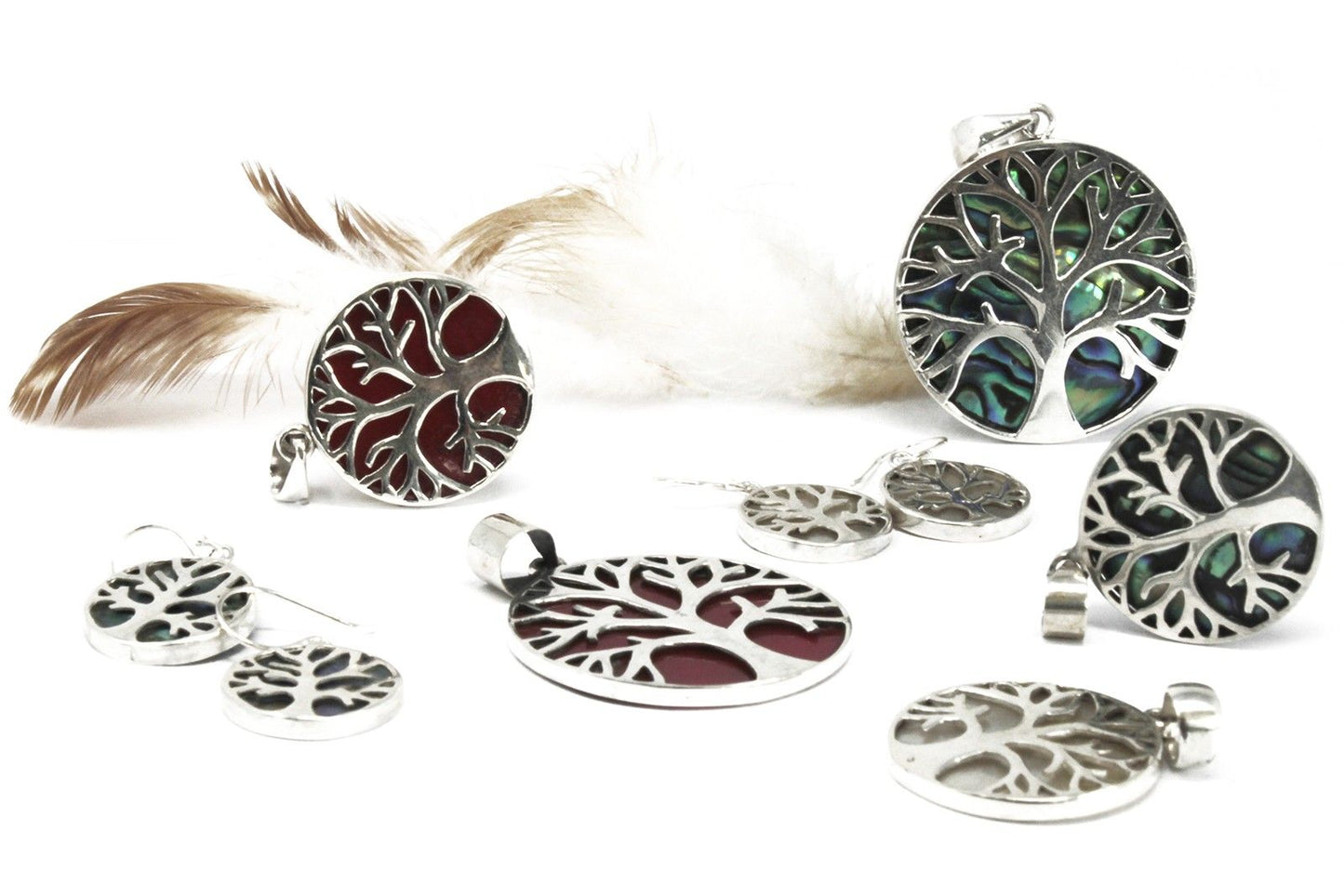 Tree of Life Silver Pendent 22mm - Mother of Pearl